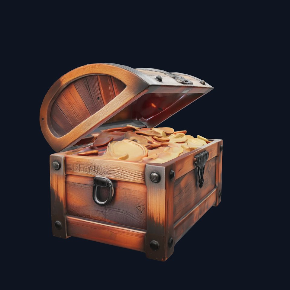 Antique Treasure Chest Filled with Gold model pack